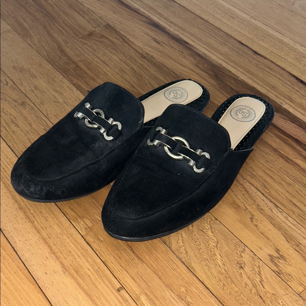 Suede Slip-On Loafers/Mules with Metal Bit